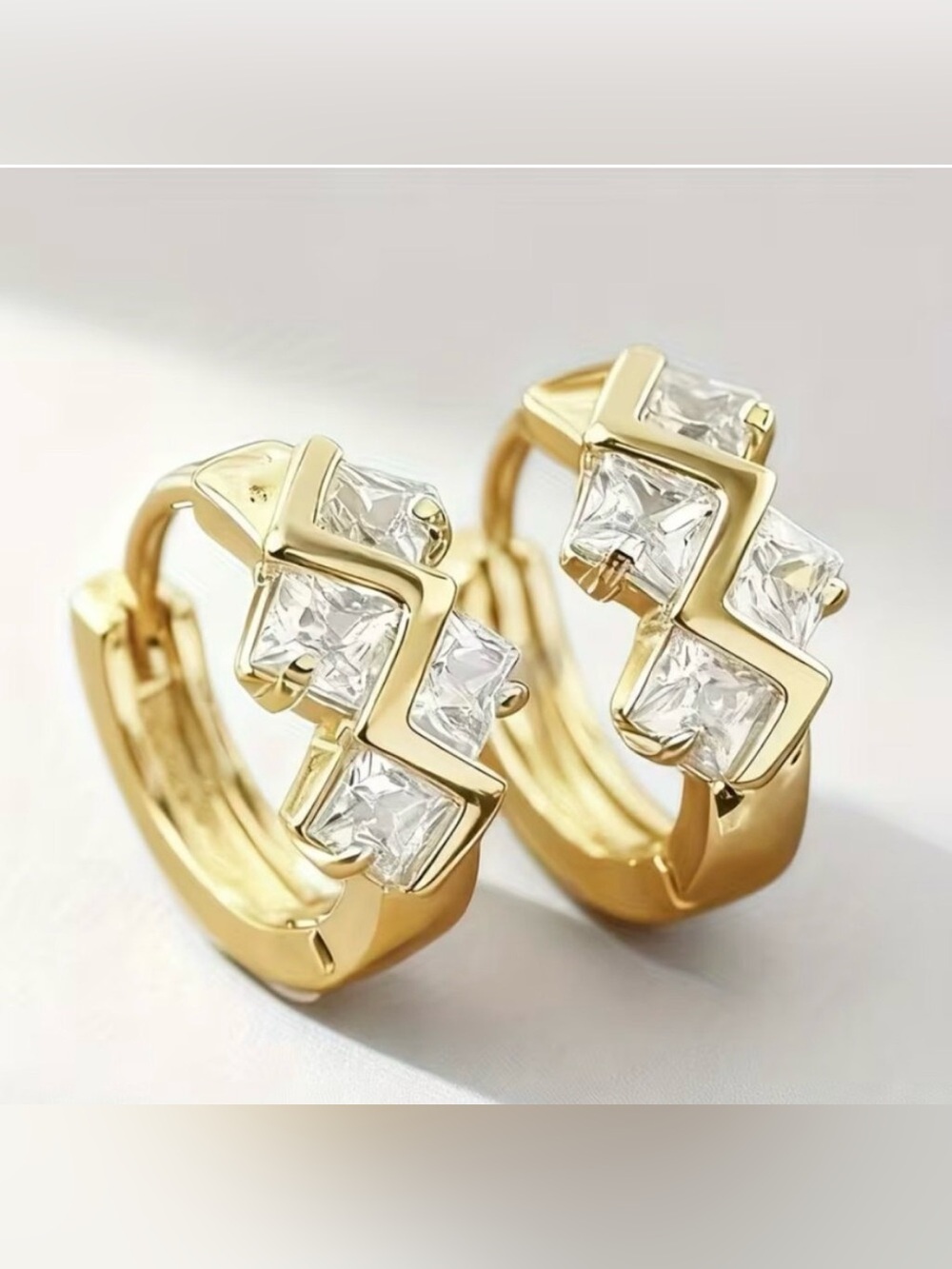 14K Plated Gold Over Silver Womens 2ct Lab Diamond Small Hoop Earrings Ladies